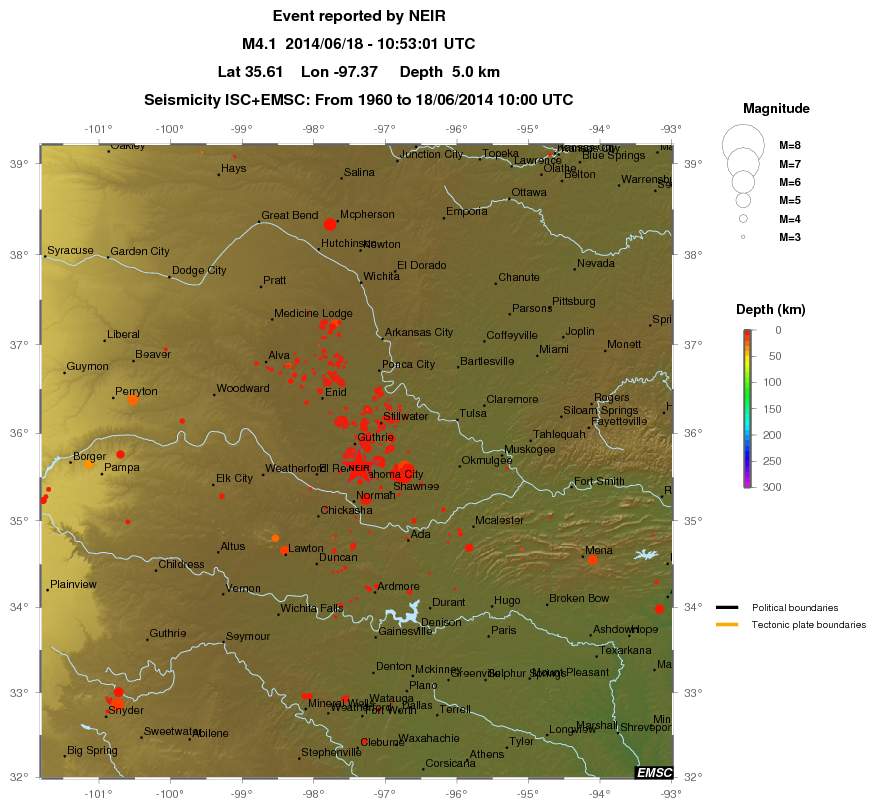 regional depth historical seismicity