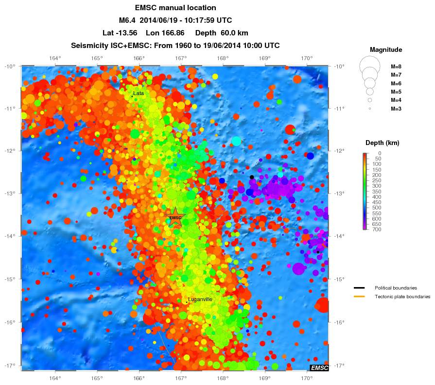 regional depth historical seismicity