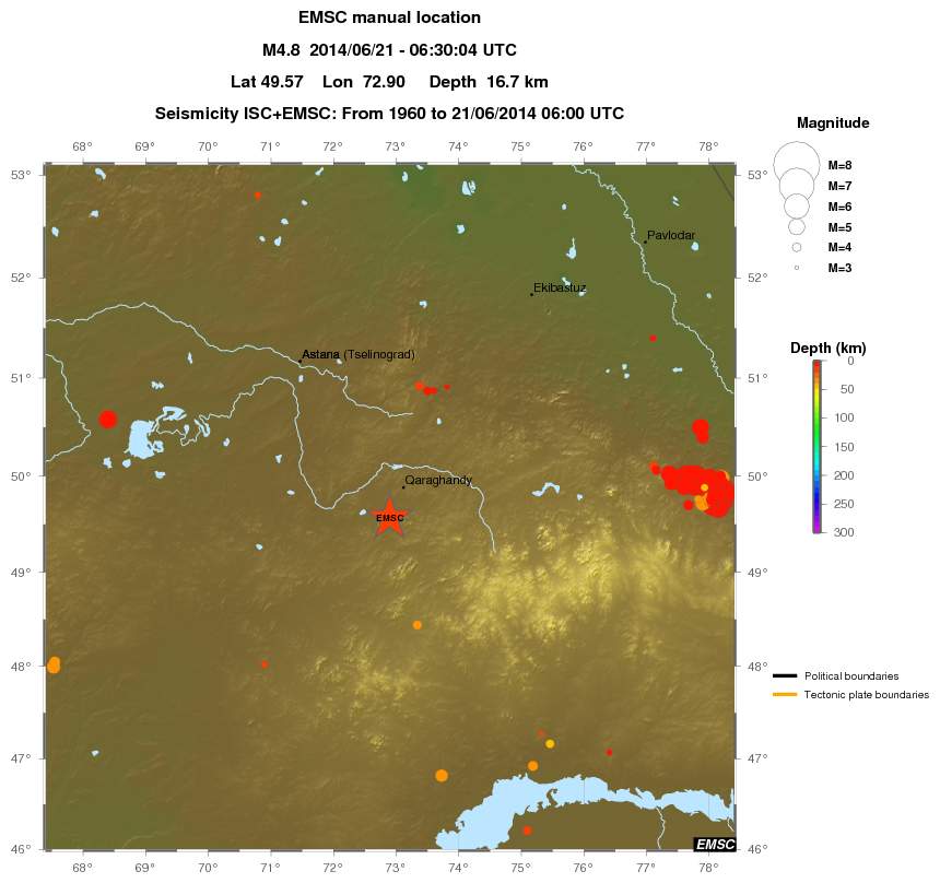 regional depth historical seismicity