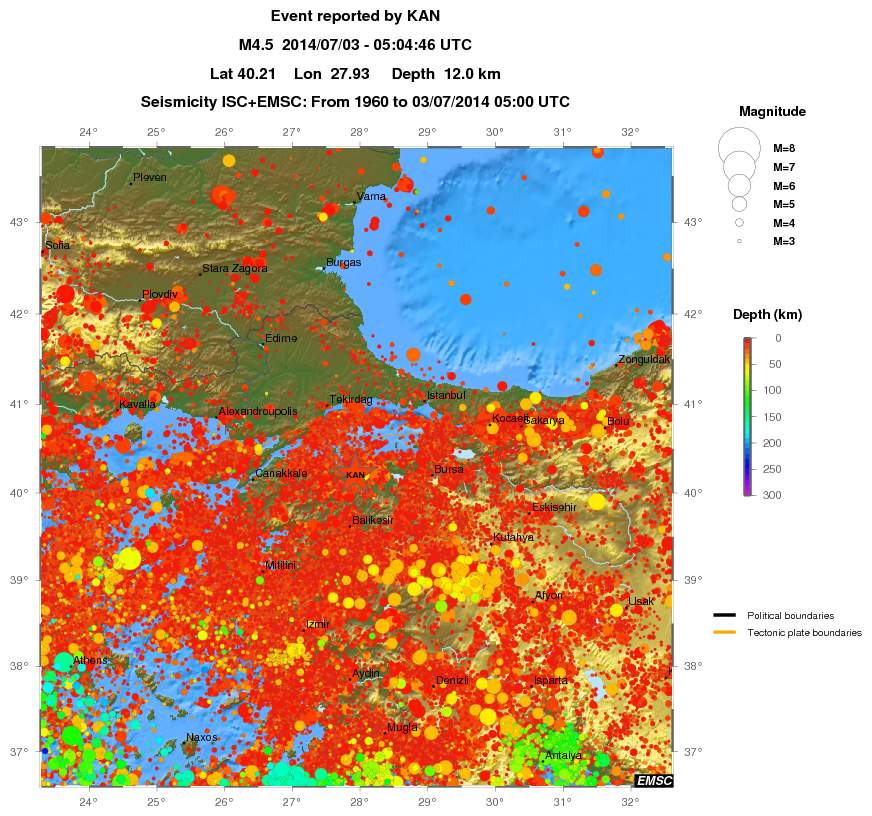 regional depth historical seismicity
