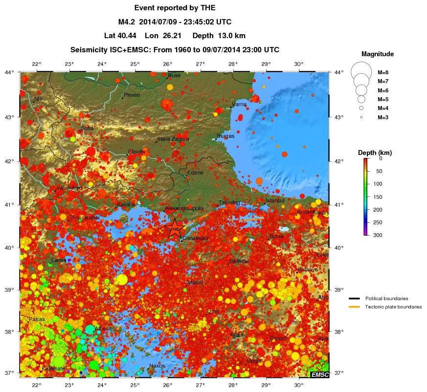 regional depth historical seismicity