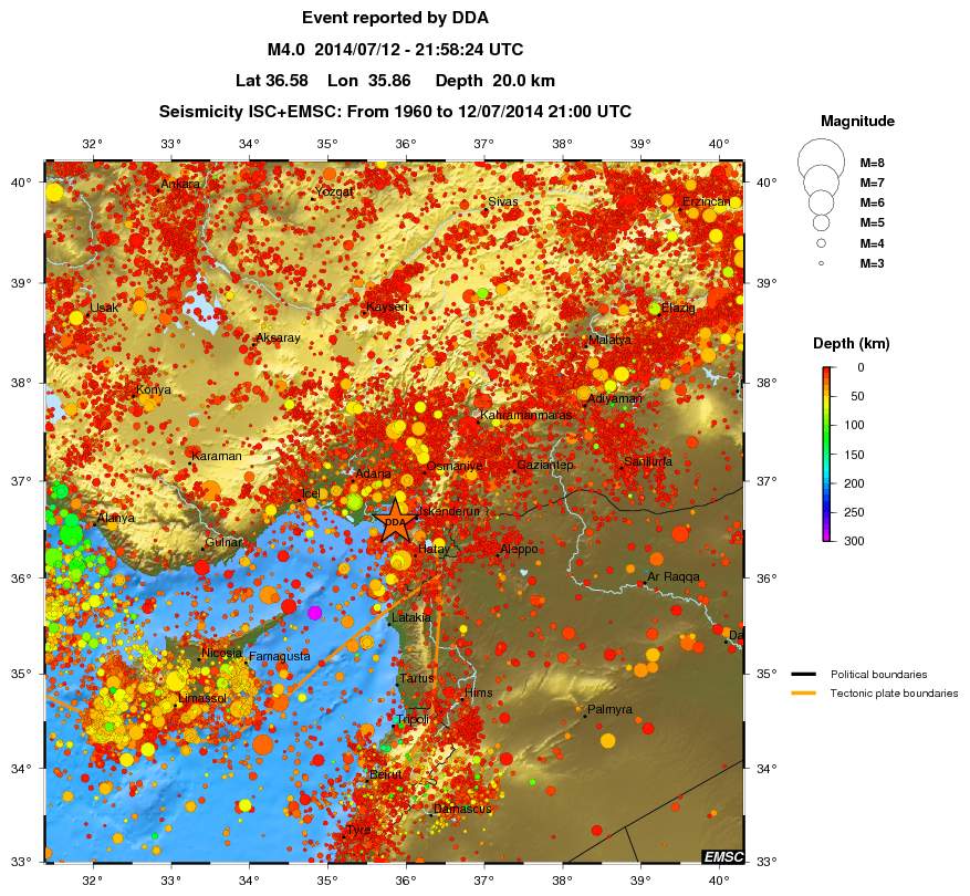regional depth historical seismicity