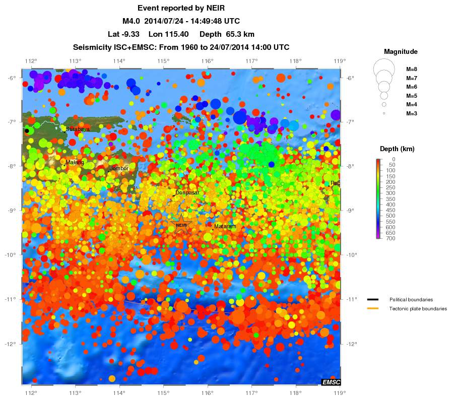 regional depth historical seismicity