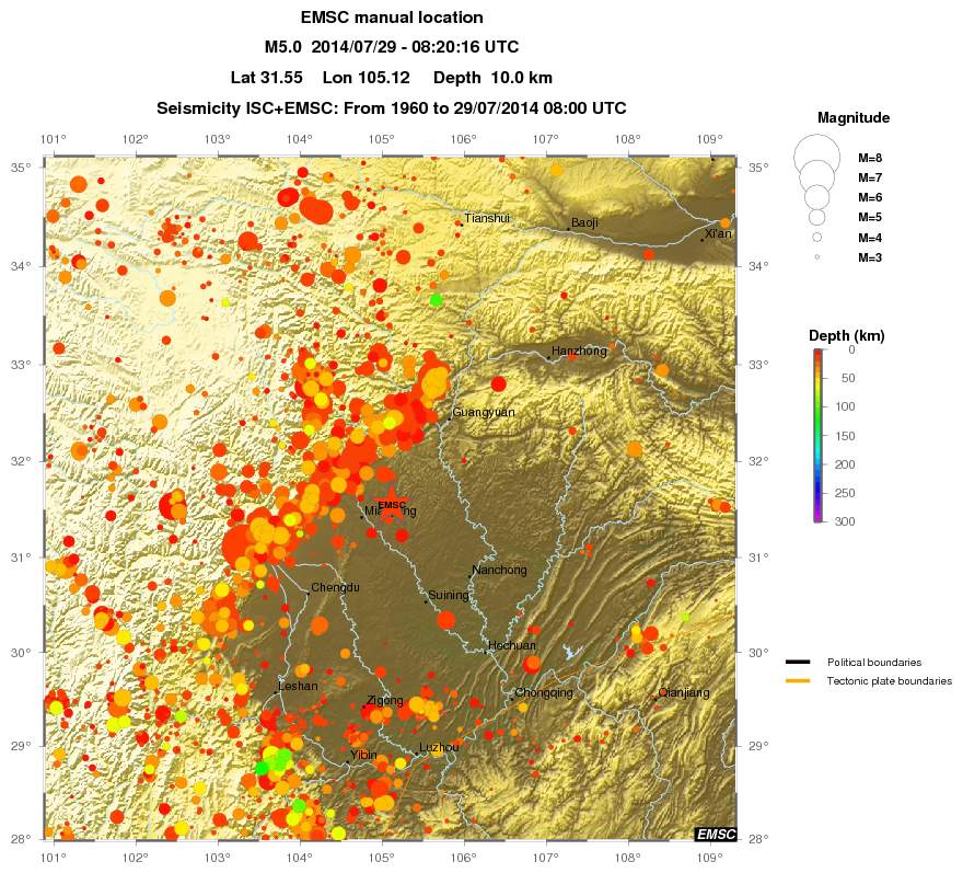 regional depth historical seismicity