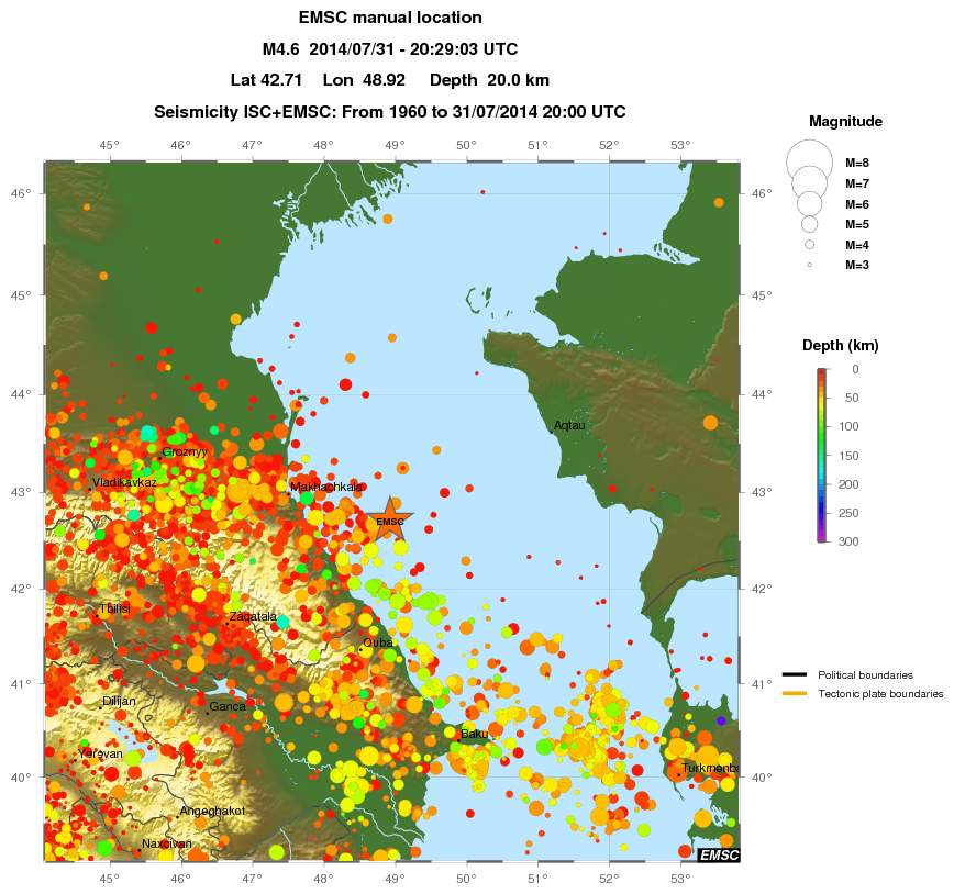 regional depth historical seismicity