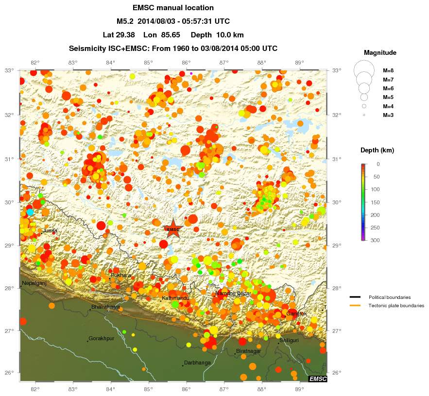 regional depth historical seismicity