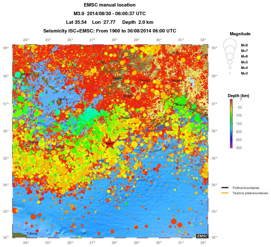 regional depth historical seismicity
