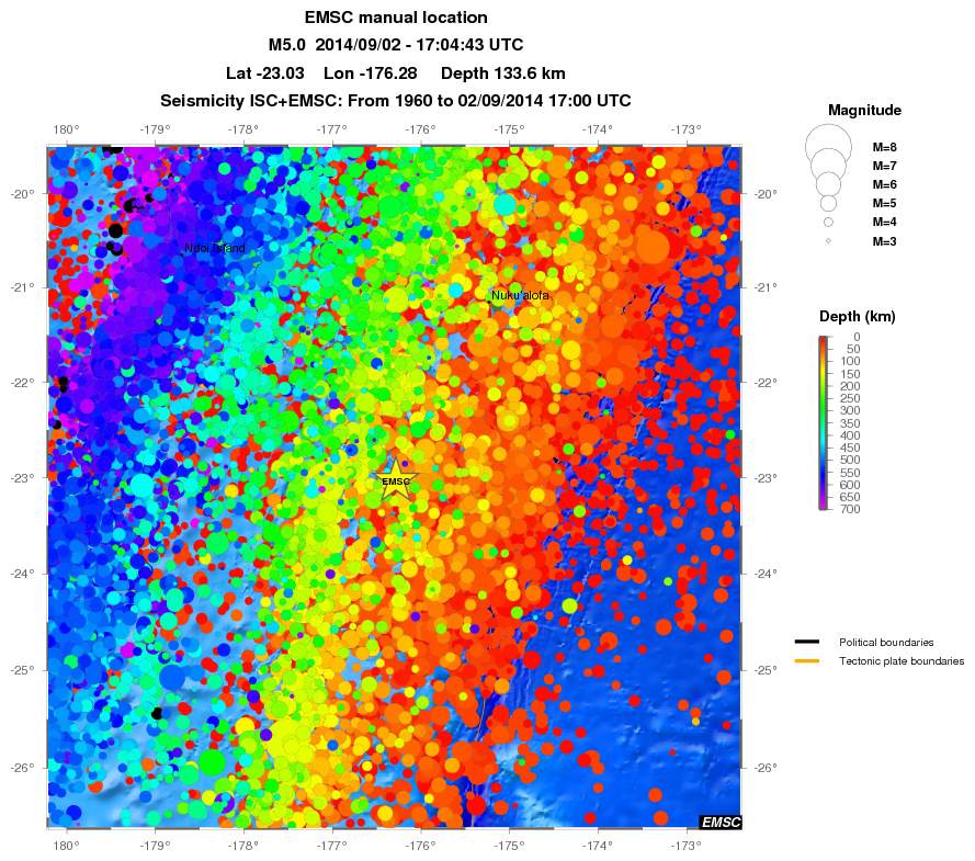 regional depth historical seismicity
