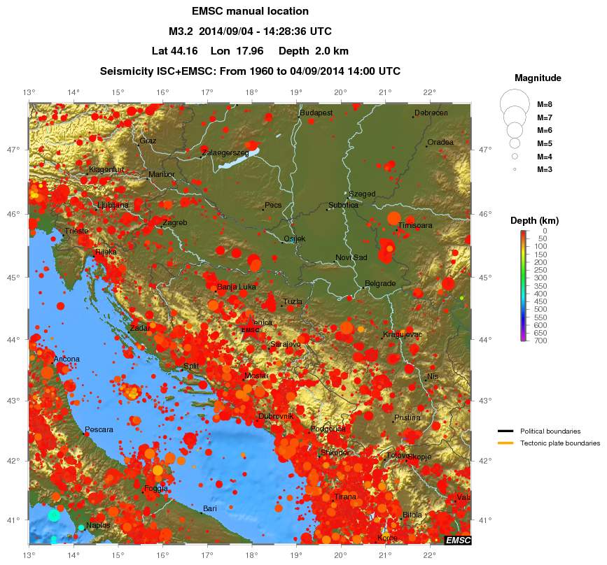 regional depth historical seismicity