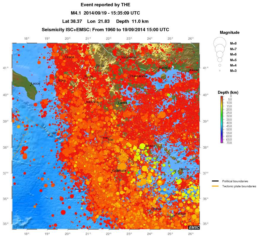 regional depth historical seismicity