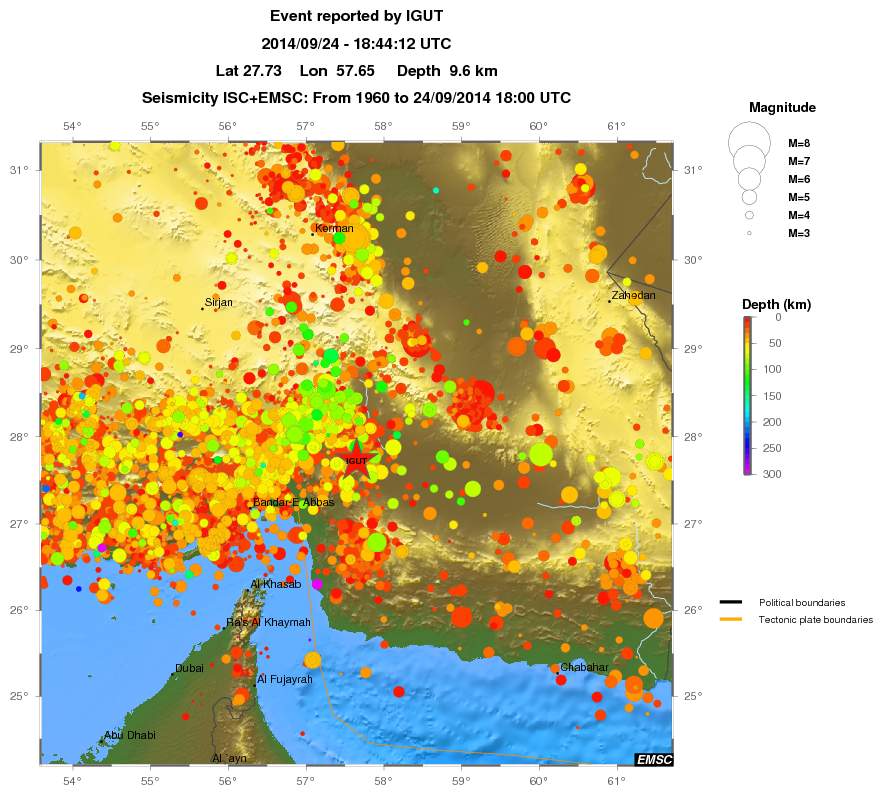 regional depth historical seismicity