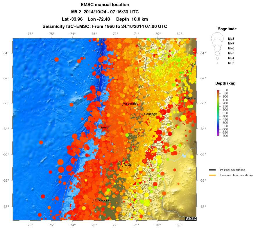 regional depth historical seismicity