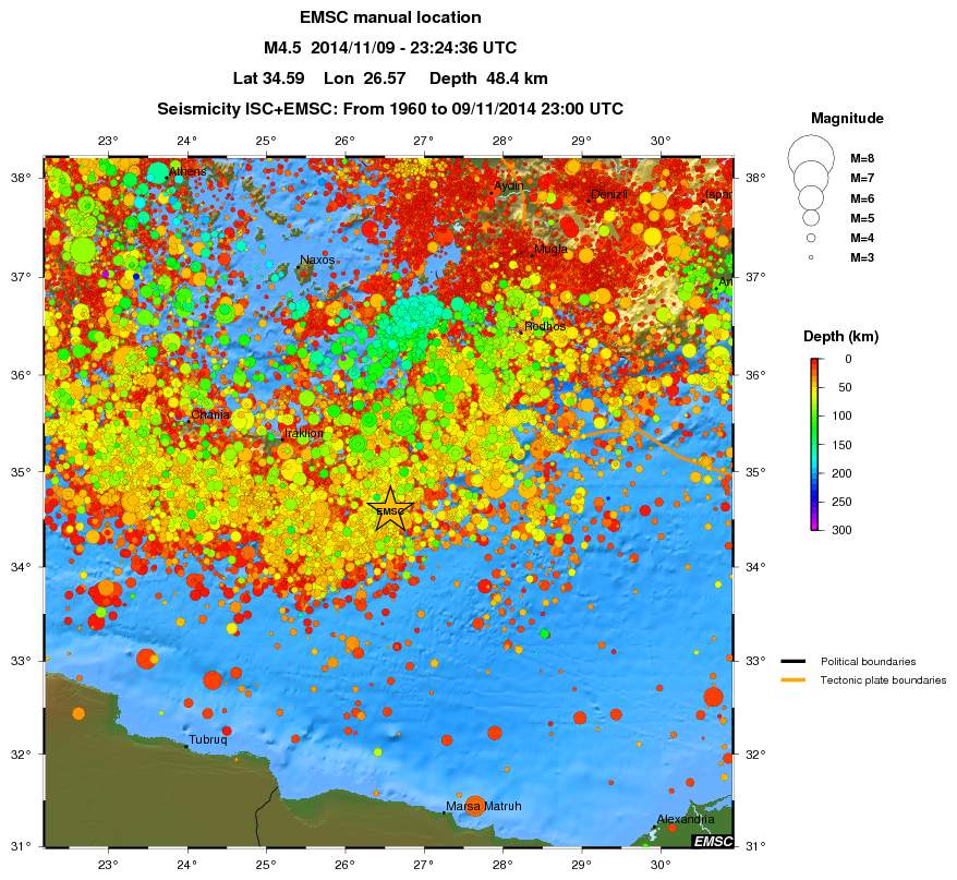 regional depth historical seismicity