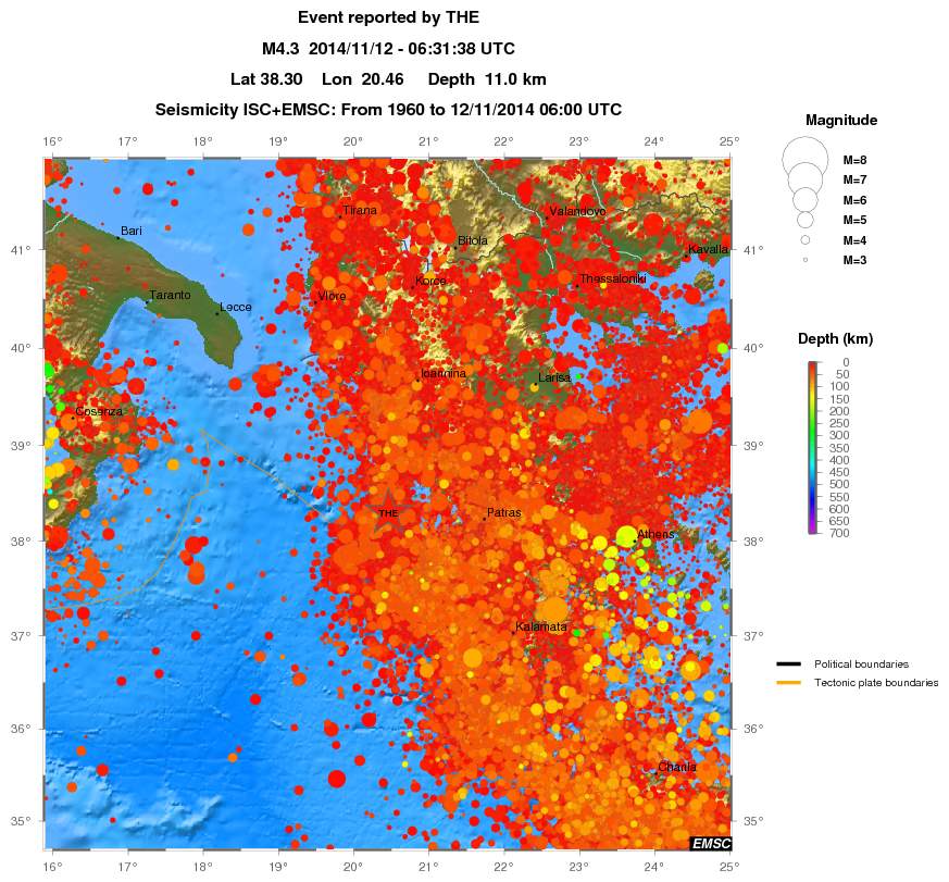 regional depth historical seismicity