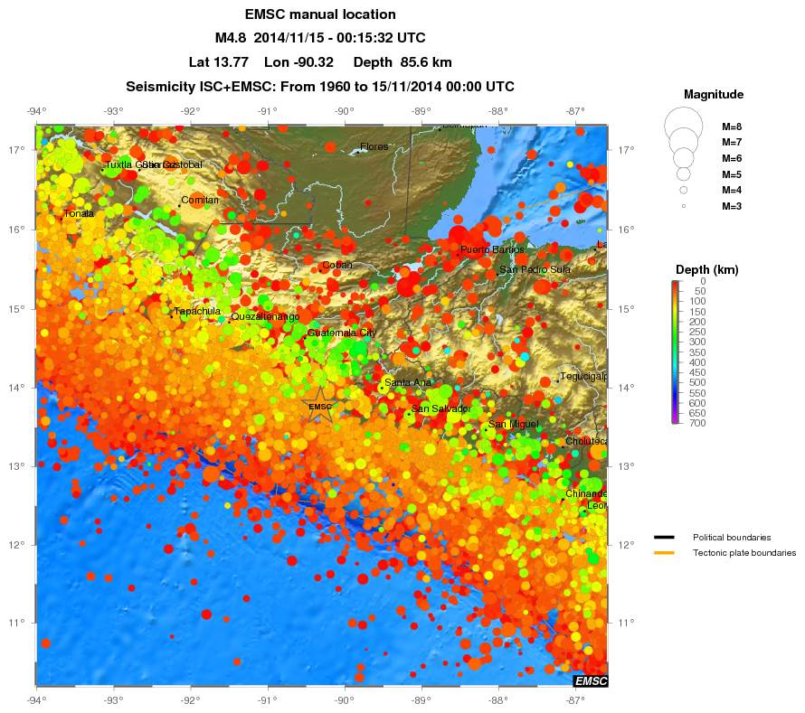 regional depth historical seismicity