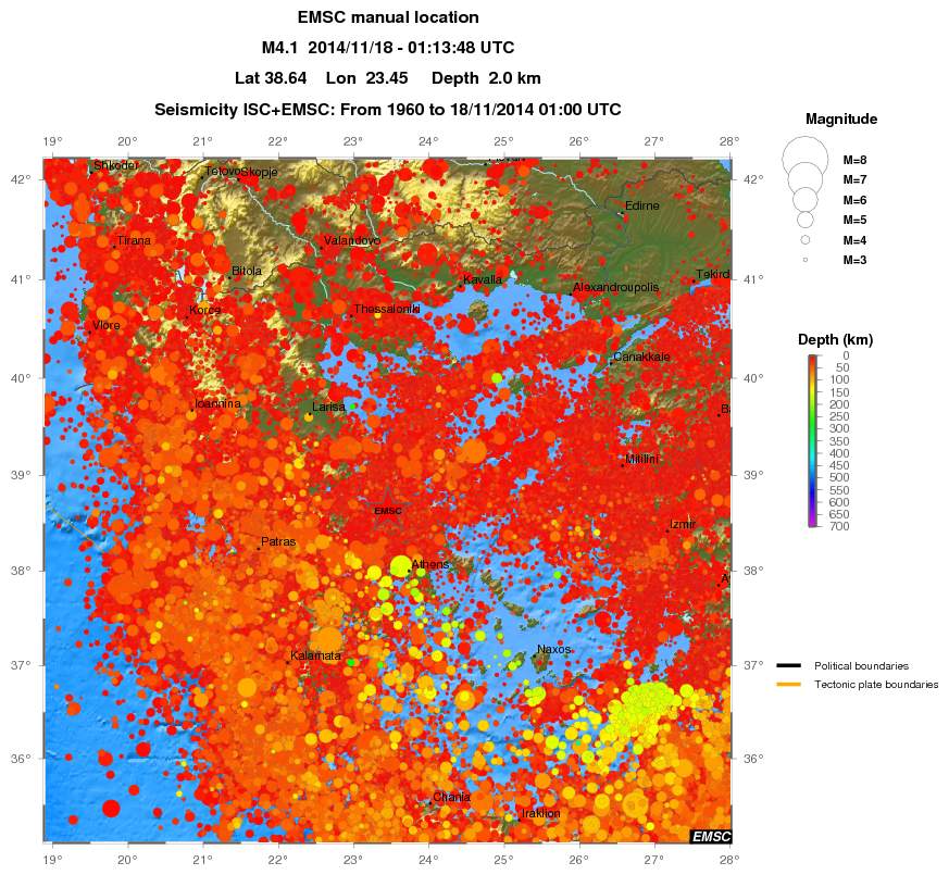 regional depth historical seismicity