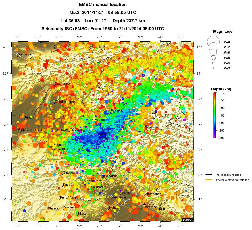regional depth historical seismicity