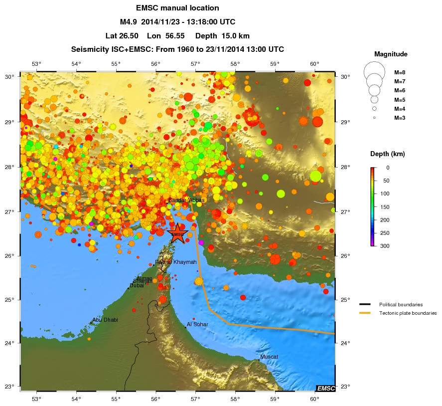 regional depth historical seismicity