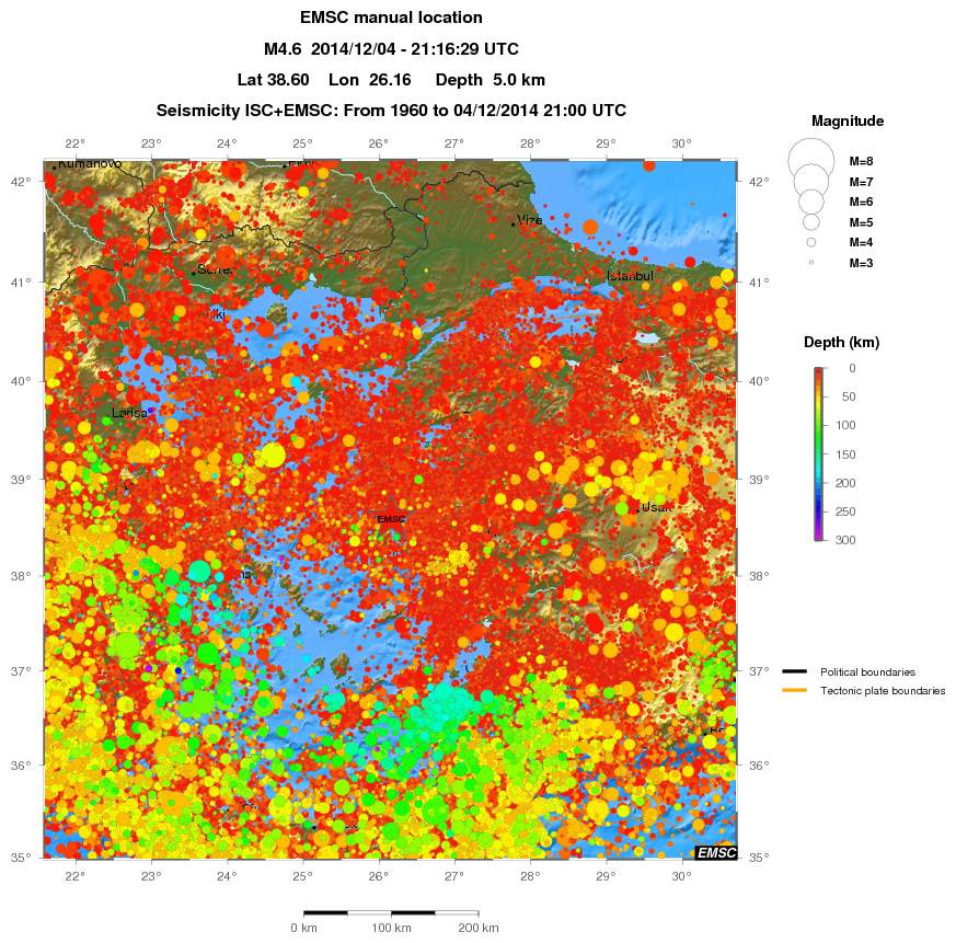 regional depth historical seismicity