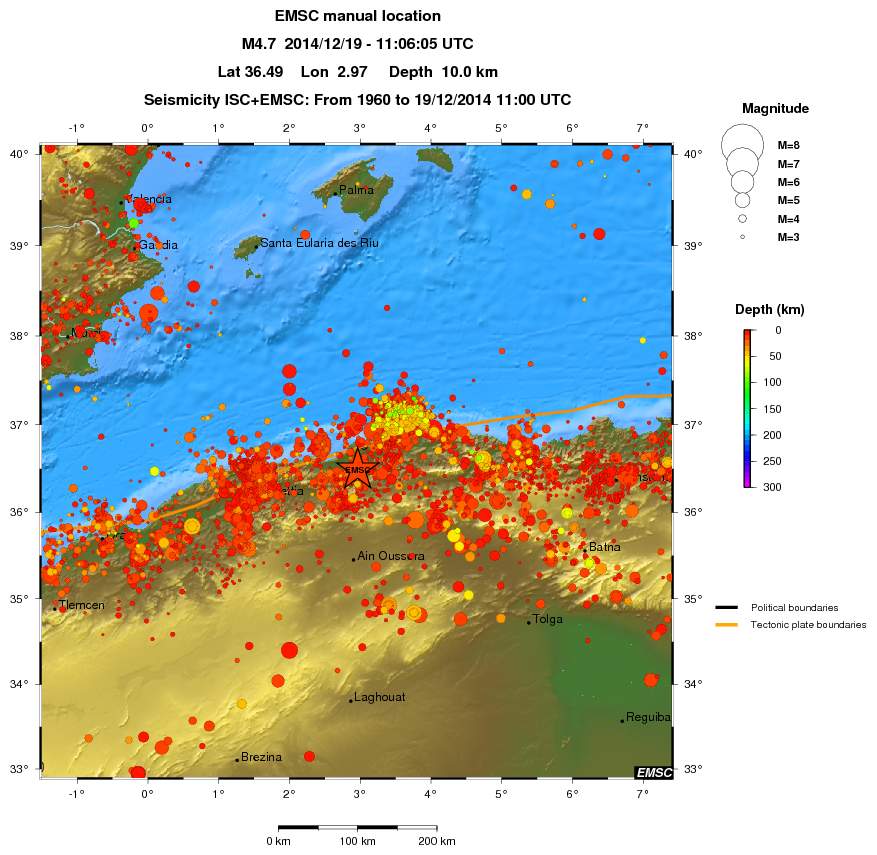 regional depth historical seismicity