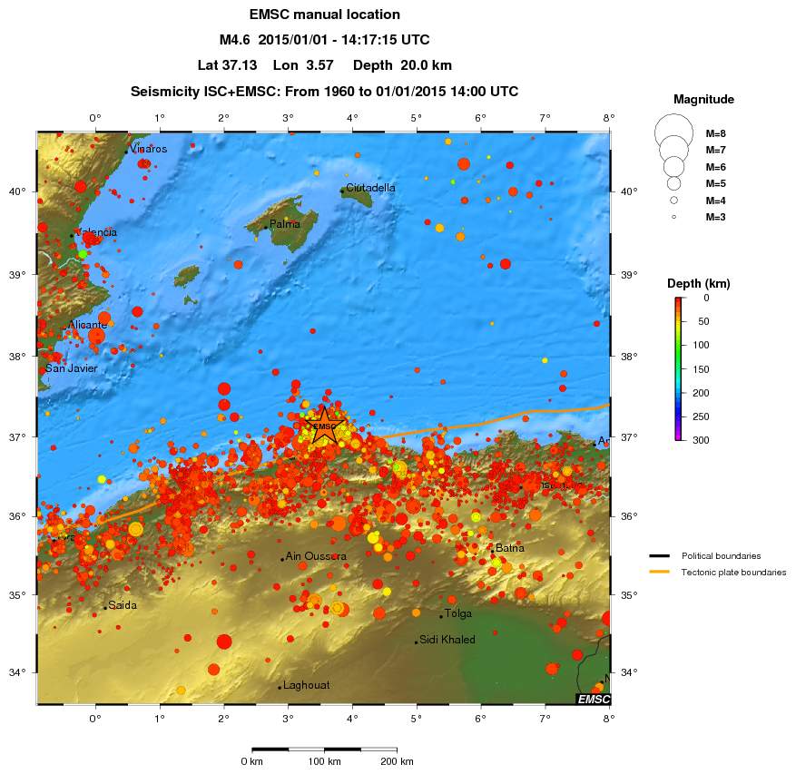 regional depth historical seismicity