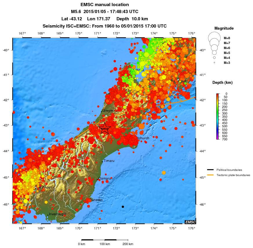 regional depth historical seismicity