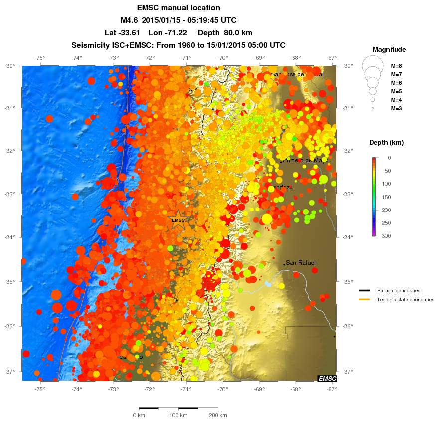 regional depth historical seismicity
