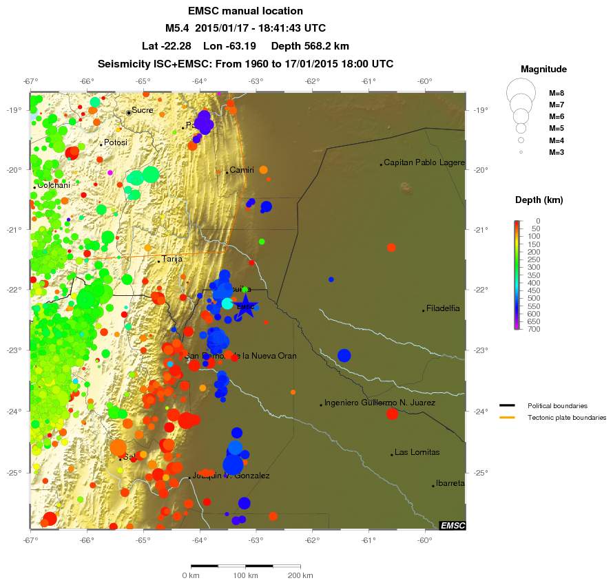 regional depth historical seismicity