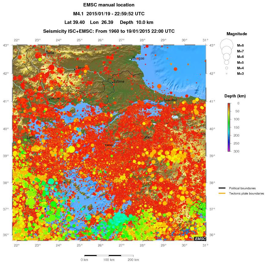 regional depth historical seismicity