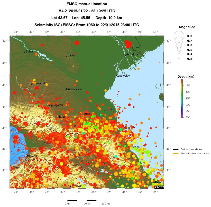 regional depth historical seismicity