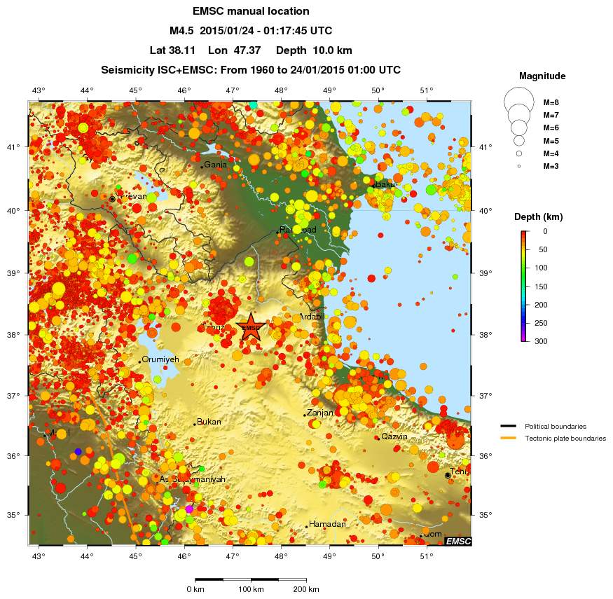 regional depth historical seismicity