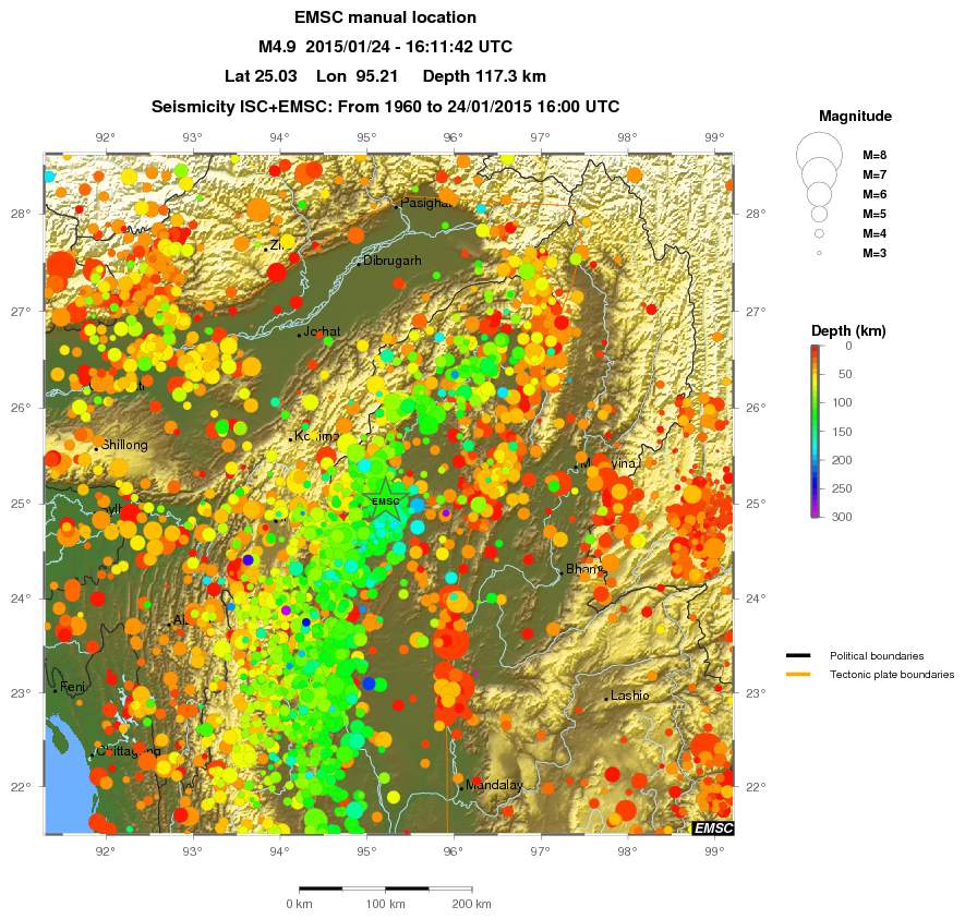 regional depth historical seismicity