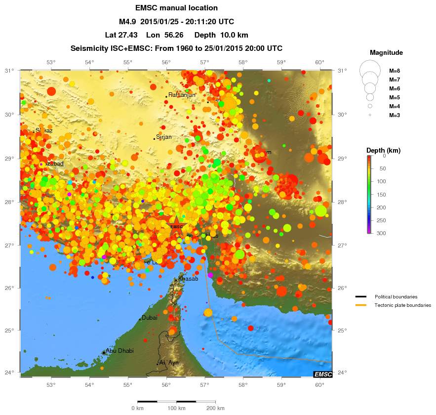 regional depth historical seismicity