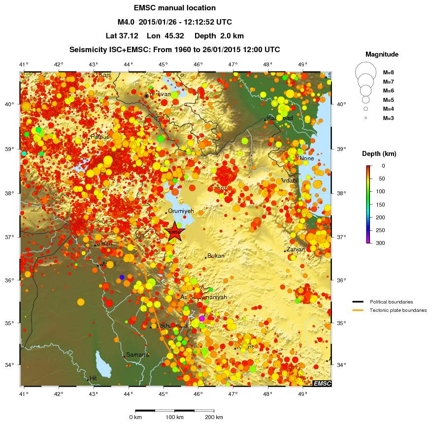 regional depth historical seismicity