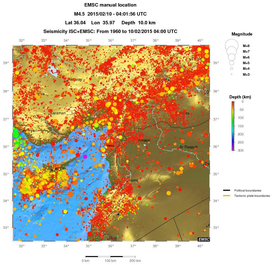 regional depth historical seismicity