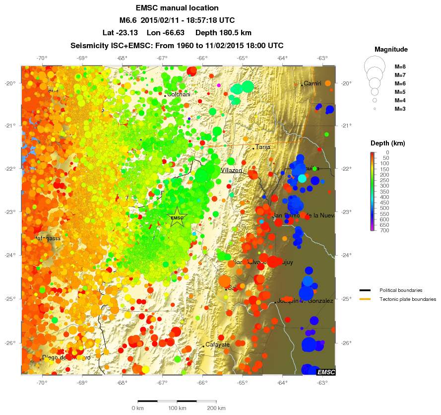 regional depth historical seismicity
