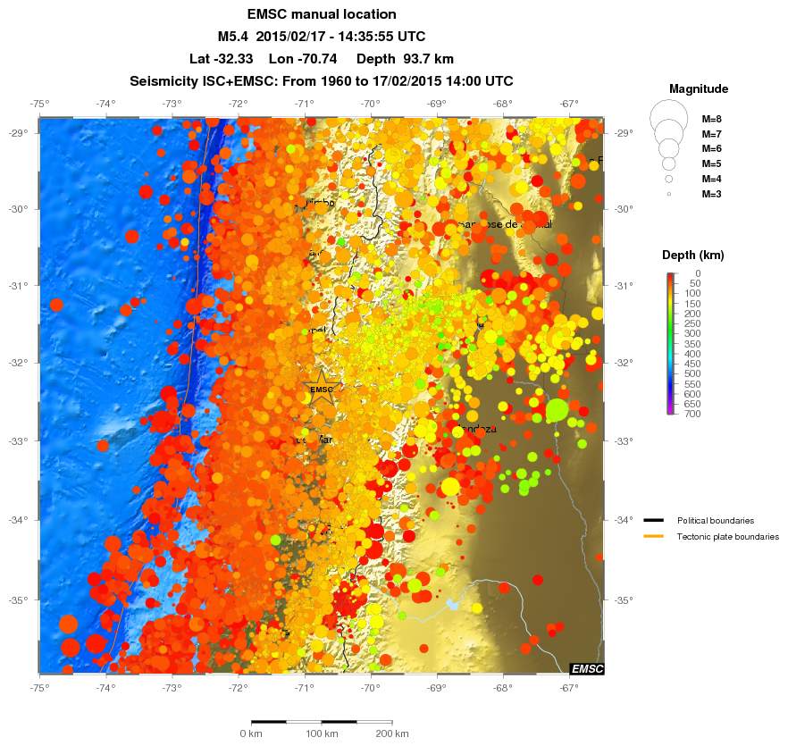 regional depth historical seismicity