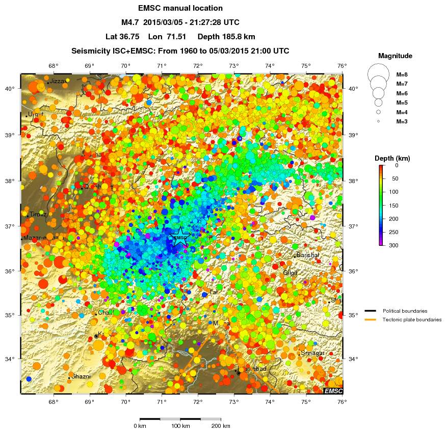 regional depth historical seismicity