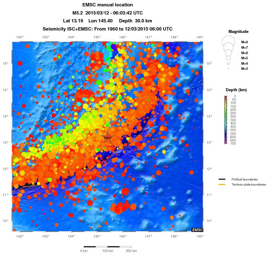 regional depth historical seismicity