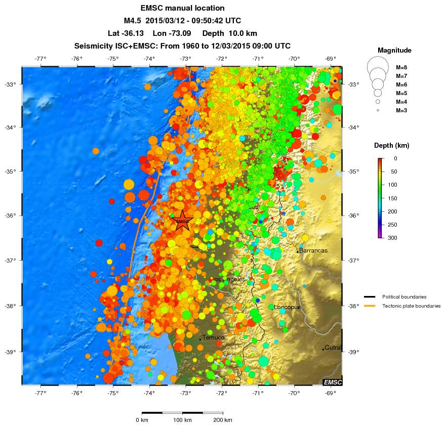 regional depth historical seismicity