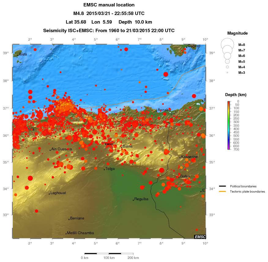 regional depth historical seismicity