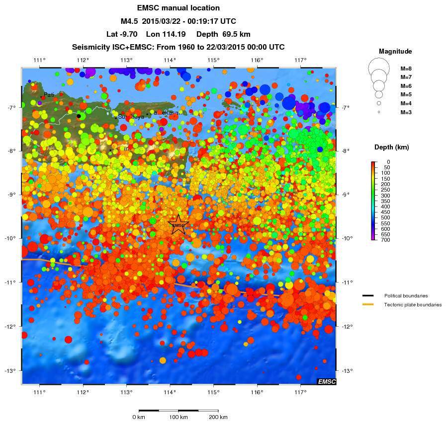 regional depth historical seismicity
