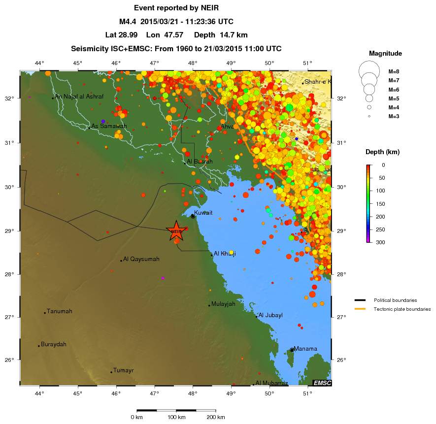 regional depth historical seismicity