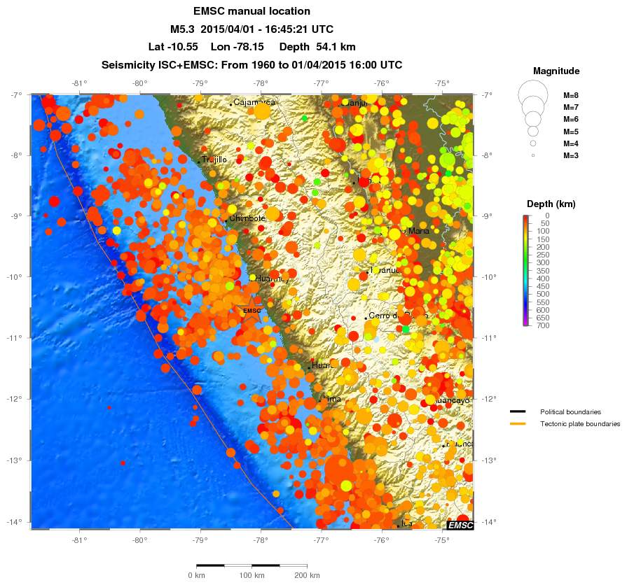 regional depth historical seismicity