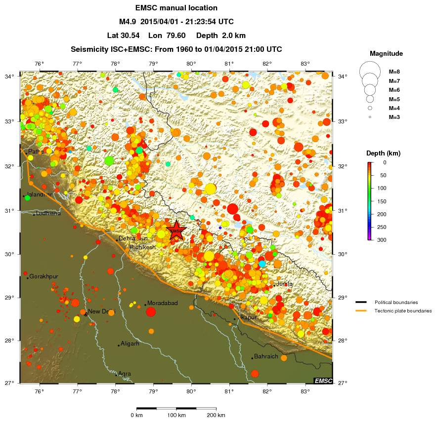 regional depth historical seismicity