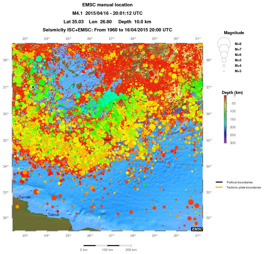 regional depth historical seismicity