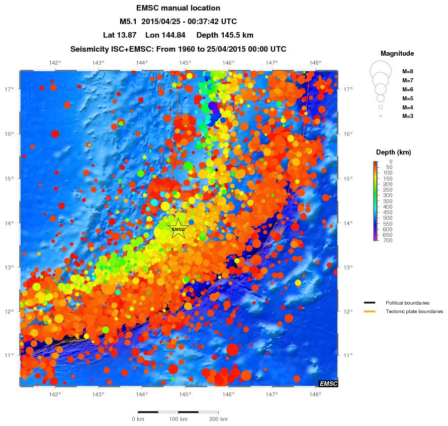 regional depth historical seismicity