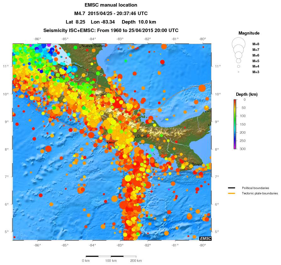 regional depth historical seismicity