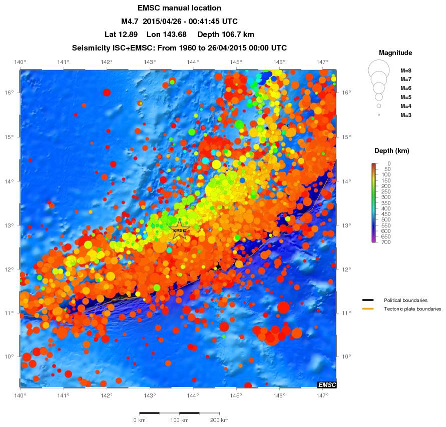 regional depth historical seismicity