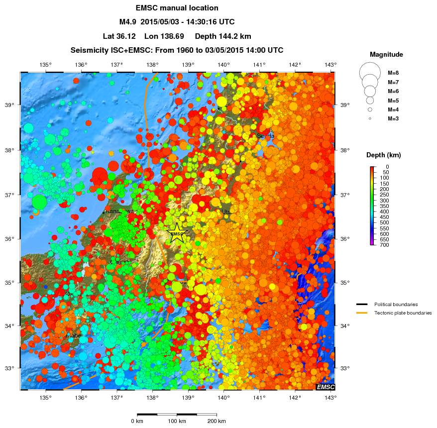 regional depth historical seismicity
